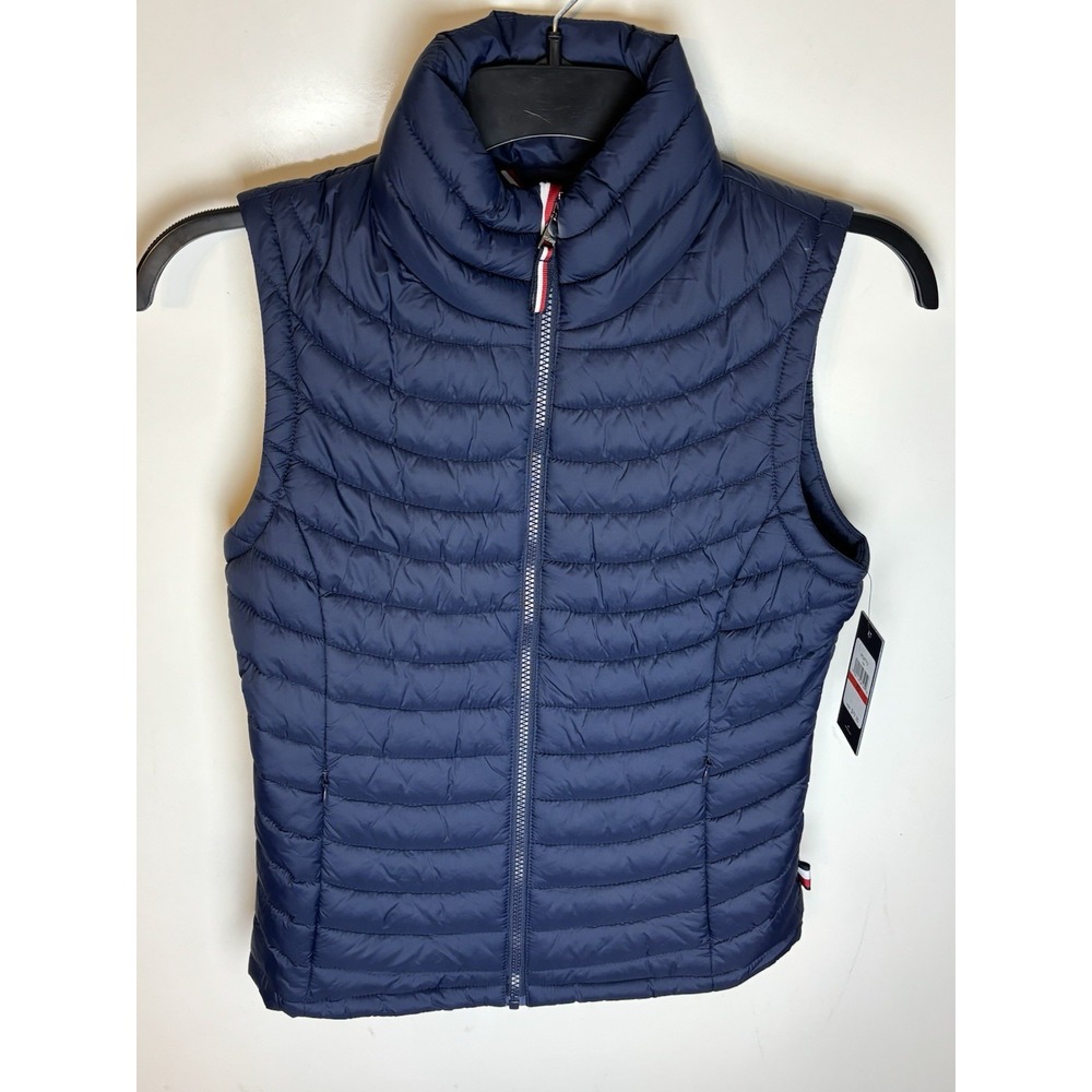 Tommy Hilfiger Women's XS Navy Lightweight Puffer Vest Full Zip Quilted NWT